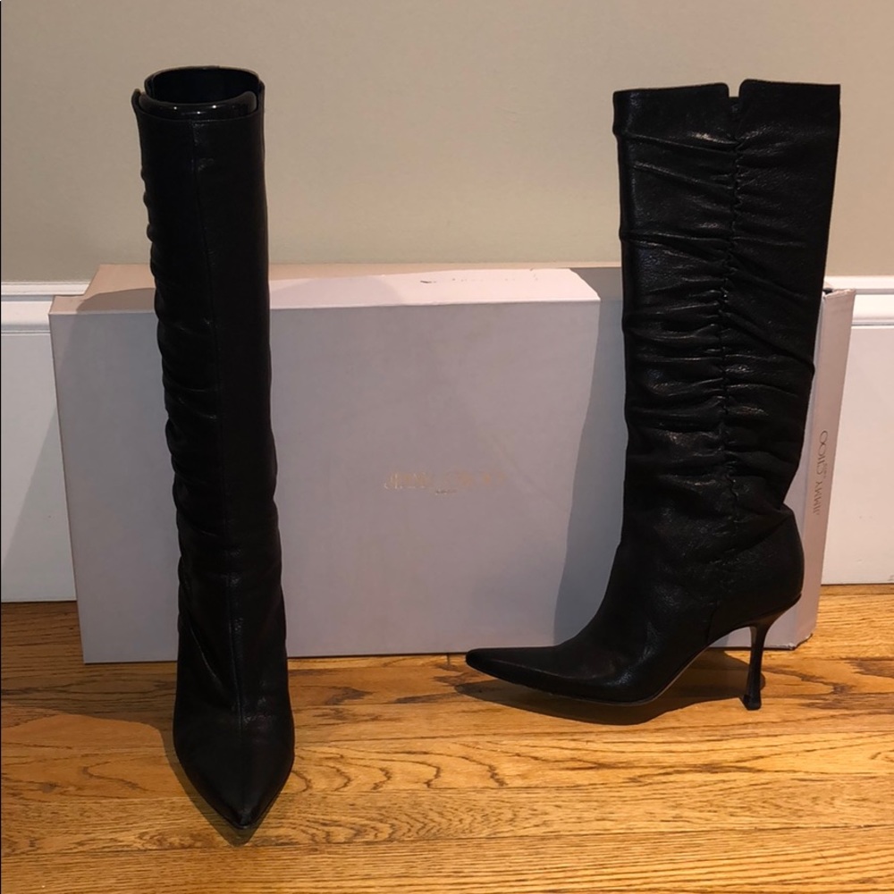 Jimmy choo Ruched leather knee high boots